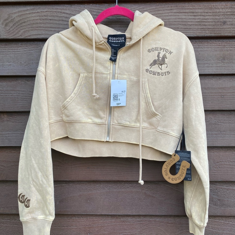 Compton Cowboys Cropped Beige Hoodie